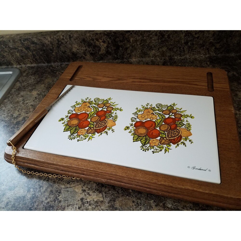 Large Goodwood Wood and Ceramic Serving Tray Circa 1970s